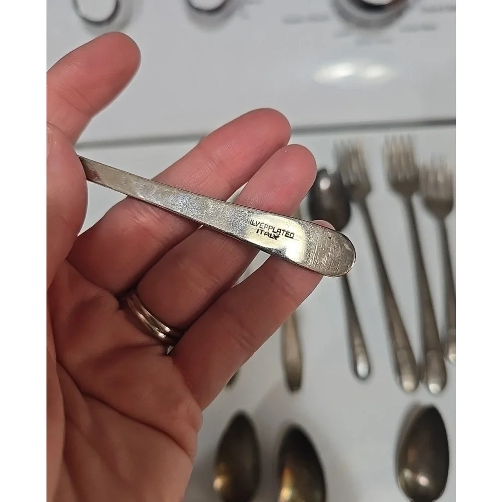 Lot of Vtg Silver Plated Fork & Spoon Retro Dining Utensils Flatware Silverware‎